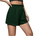 thumbnail image 1 of Edvintorg Women's Shorts Summer High Waisted Sports Loose Bottoms Fashion Casual Solid Color Elastic Short Pants Girls Homewear Short Feminino Army Green L, 1 of 5