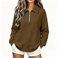 thumbnail image 1 of Edvintorg Women's Sweatshirt Long Sleeve Sweat Shirts Turndown Collar Sweatshirts Pullover Top with Zipper Womens Clothing S-2XL Coffee, 1 of 6