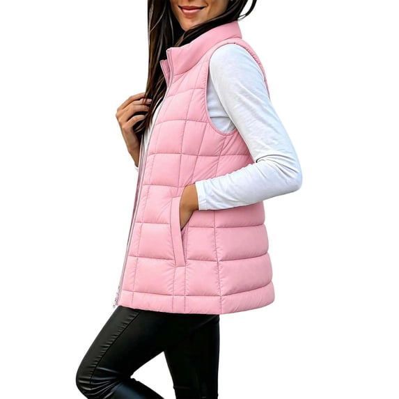 Edvintorg Women's Winter Waistcoat Sleeveless Zip up Puffer Jacket Lightweight Padded Vest with Pockets Fall Outerwear