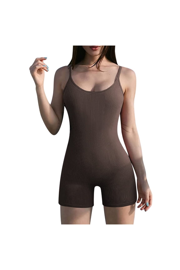 Women's Yoga Rompers One Piece Spaghetti Straps Sleeveless Workout Romper Playsuit Bodysuit Romper Women 2025 Summer