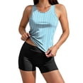 thumbnail image 1 of Edvintorg Womens Athletic 2 Piece Tankini Swimsuits Striped Print Swim Tank Tops with Boyshorts Tummy Control Bathing Suit, 1 of 8