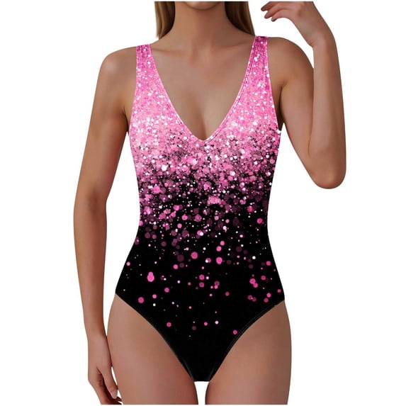 Edvintorg Womens Bathing Suits Tummy Control One Piece Swimsuit Deep V Neck Backless Swimwear with Padded Bra Summer Monokini
