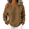 thumbnail image 1 of Edvintorg Womens Blouses Casual Fashion Off Shoulder Long Sleeve Loose Lightweight Pullover Top Women's Clothing Coffee XL, 1 of 5