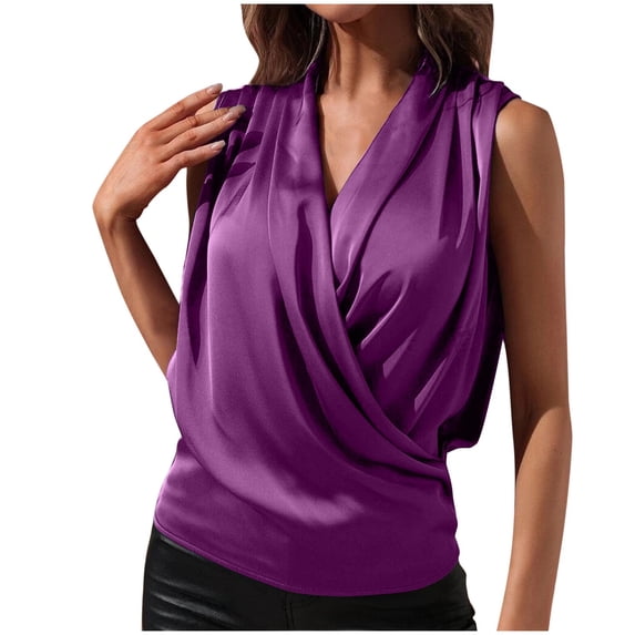 Edvintorg Womens Business Casual Tank Top Summer Sleeveless Satin Blouses 2026 Spring Trendy Work Dressy Shirt