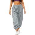thumbnail image 1 of Edvintorg Womens Cargo Pants Outdoor Hiking Travel Elastic Waisted Workout Cuffed Trouser with Pockets Clothes Women Gray L, 1 of 9