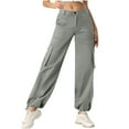 thumbnail image 1 of Edvintorg Womens Cargo Pants with Pocket Solid Color Elastic Waisted Casual Loose Hiking Work Pants Womens Trousers Gray XXL, 1 of 6
