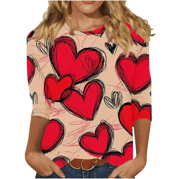 Edvintorg Womens Casual 3/4 Sleeve T Shirts Crew Neck Loose Fit Tunic Tops Cute Basic Tops Tees Plus Size Womens Clothing