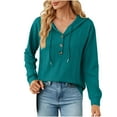 thumbnail image 1 of Edvintorg Womens Casual Hoodies Pullover Tops Drawstring Long Sleeve Sweatshirts Fall Clothes with Buttons Women's New Solid Hooded Button Loose Long Sleeve Tops Sweater, 1 of 7