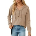thumbnail image 1 of Edvintorg Womens Casual Hoodies Pullover Tops Drawstring Long Sleeve Sweatshirts Fall Clothes with Buttons Women's New Solid Hooded Button Loose Long Sleeve Tops Sweater, 1 of 7