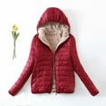 thumbnail image 1 of Edvintorg Womens Coat with Hood Plus Fleece Cotton Jacket Warm Lamb Fleece Top Coat Sweater Long Sleeve Zipper Outwears, 1 of 3
