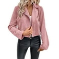thumbnail image 1 of Edvintorg Womens Cropped Jacket Zip Up Lightweight Long Sleeve Casual Outerwear Trendy 2025 Winter Clothing Women's Coats Pink XXL, 1 of 6