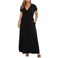 thumbnail image 1 of Edvintorg Womens Dresses Fashion Solid Color V-Neck Short Sleeve Casual Summer Maxi Dresses with Pockets Plus Size Dresses for Curvy Women, 1 of 7