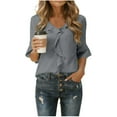 thumbnail image 1 of Edvintorg Womens Dressy Casual Blouse Business Half Sleeve Tops Ruffle V Neck Work Shirts Spring Summer Outfit 2026, 1 of 8