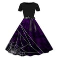 thumbnail image 1 of Edvintorg Womens Halloween Costumes Women's Vintage Swing Dress Casual Loose Short Sleeve Loose Classic Print Party Dresses, 1 of 3