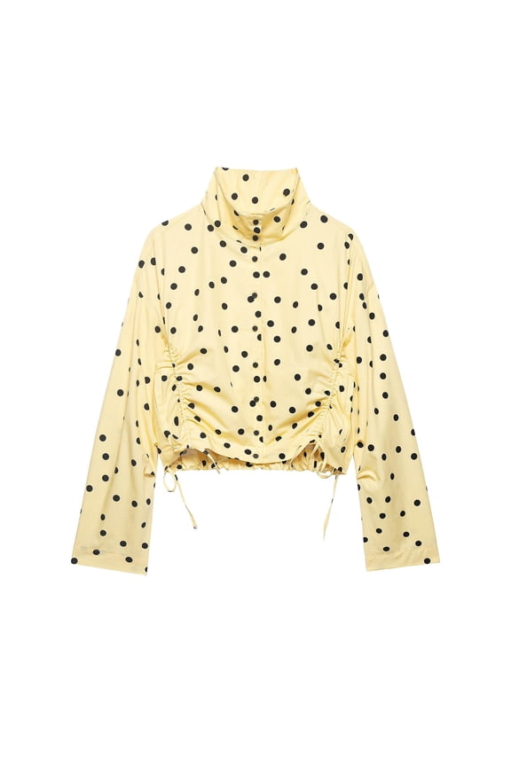 Womens Jacket Polka Dot Lightweight Long Sleeve Casual Loose Coat Fall Winter Outerwear with Buttons Trendy Womens Clothes Yellow S