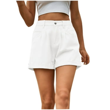 Edvintorg Womens Jean Shorts Summer Clearance Women's Button Zipper Casual Denim Shorts Fashion Solid Color Mid Waist Shorts for Women Denim