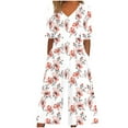 thumbnail image 1 of Edvintorg Womens Jumpsuit Floral Printed Short Sleeve V Neck Back Zipper Wide Leg Jumpsuit Pants with Pocket Summer Casual Overalls for Women, 1 of 4