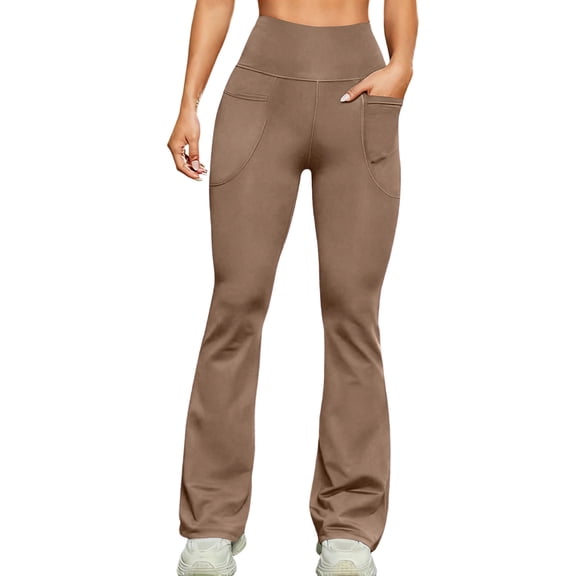 Edvintorg Womens Leggings High Waisted Bootcut Flare Yoga Pants with Pockets Tummy Control Workout Leggings for Women Trendy