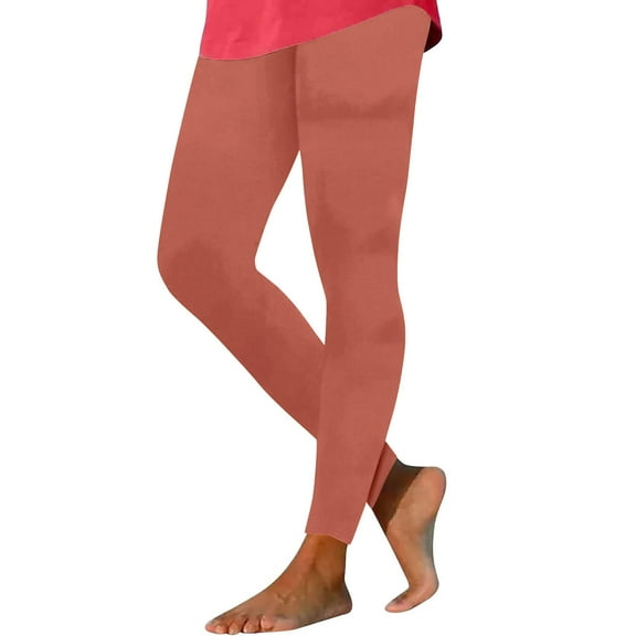 Edvintorg Womens Leggings Winter Velvet Warm Casual Leggings Fashion Solid Color Elastic Waist Pants for Women Pink S