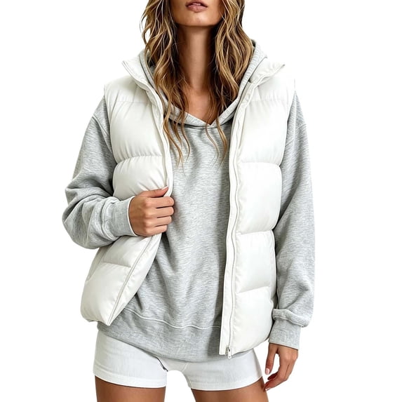 Edvintorg Womens Lightweight Puffer Vest Stand Collar Zip up Sleeveless Waistcoat Quilted Jackets with Pockets Plus Size
