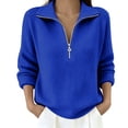 thumbnail image 1 of Edvintorg Womens Long Sleeve Quarter Zip Pullover Sweaters Casual Loose V Neck Sweater Collared Knit Tops Fall Clothes for Women, 1 of 5