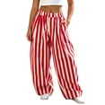 thumbnail image 1 of Edvintorg Womens Lounge Pants Striped Wide Leg Casual Trouser Elastic Waisted Loose Pant with Pocket Womens Clothes Red S-XL, 1 of 8
