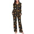 thumbnail image 1 of Edvintorg Womens Lounge Set Plus Size Pajamas 2 Piece Long Sleeve Pajama Sets Halloween Printed Loose Pant Pj Sets Loungewear Women Clothing Black S, 1 of 8