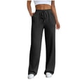 thumbnail image 1 of Edvintorg Womens Pants Casual Loose Elastic Waist Pocket Trousers with Drawstring Solid Color Comfy Pants Women Black XL, 1 of 7