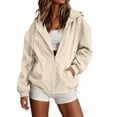 thumbnail image 1 of Edvintorg Womens Rain Jacket Solid Color Zip up Waterproof Raincoat Outdoor Long Sleeve Hooded Windbreaker with Pocket Womens Clothes Beige S-2XL, 1 of 8