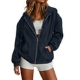 thumbnail image 1 of Edvintorg Womens Rain Jacket Solid Color Zip up Waterproof Raincoat Outdoor Long Sleeve Hooded Windbreaker with Pocket Womens Clothes Navy S-2XL, 1 of 8