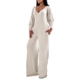 thumbnail image 1 of Edvintorg Womens Rompers One Piece Long Sleeve High Waist Side Pocket Stretch Casual Jumpsuit with Wide Leg Pant Womens Trendy Clothes S-2XL Beige, 1 of 4