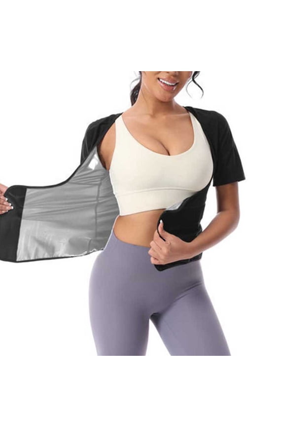 Womens Shapewear Tummy Control Short Sleeve Scoop Neck Waist Trainer Tank Top Stretch Workout Body Shaper Womans Clothes Silver S