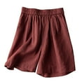 thumbnail image 1 of Edvintorg Womens Shorts Classic Harajuku Shorts Summer Solid Color Leisure Casual Elastic Waist Cotton and Linen Shorts with Pocket Wine L, 1 of 5