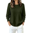 thumbnail image 1 of Edvintorg Womens Sweater Long Sleeve Loose Knit Sweaters Crew Neck Casual Pullover Top Plus Size Fashion Clothing Army Green L, 1 of 7