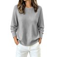thumbnail image 1 of Edvintorg Womens Sweater Long Sleeve Loose Knit Sweaters Crew Neck Casual Pullover Top Plus Size Fashion Clothing Gray XXXL, 1 of 7