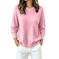 thumbnail image 1 of Edvintorg Womens Sweater Long Sleeve Loose Knit Sweaters Crew Neck Casual Pullover Top Plus Size Fashion Clothing Pink XXXL, 1 of 7