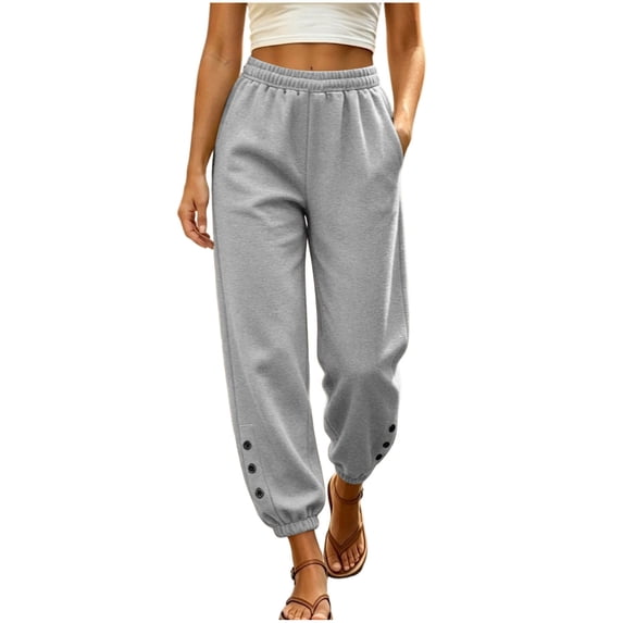 Edvintorg Womens Sweatpants Elastic Waisted Loose Athletic Pant Cuffed Jogger with Pockets Women's Clothes Gray L