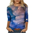 thumbnail image 1 of Edvintorg Womens Tops And Blouses Clearance Fashion Printed 3/4 Sleeves Round Neck Casual Tunic Blouse Loose Shirts, 1 of 5