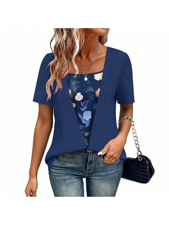 Womens Tops Spring Vacation Summer Short Sleeve Shirts 2026 Fashion Dressy Casual Business Blouses