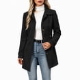 thumbnail image 1 of Edvintorg Womens Trench Coat Solid Color Long Sleeve Loose Long Jacket Turndown Collar Casual Button Down Outerwear with Pocket Woman Clothes Black S-2XL, 1 of 7