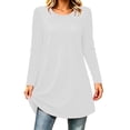 thumbnail image 1 of Edvintorg Womens Tunic Tops Plus Size Solid Color Long Sleeve Crew Neck Loose Lightweight Casual Shirt Women's Clothing White Pull-On, 1 of 7