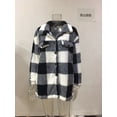 thumbnail image 1 of Edvintorg Womens Winter Jacket Fashion Plaid Lapel Casual Coat with Pocket Long Sleeve Button Outerwear Chaquetas De Mujer Black A L, 1 of 4