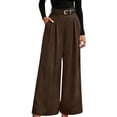 thumbnail image 1 of Edvintorg Work Pants Women High Waisted Pleated Wide Leg Dress Trousers with Pockets Women Business Pants Brown XXL, 1 of 6