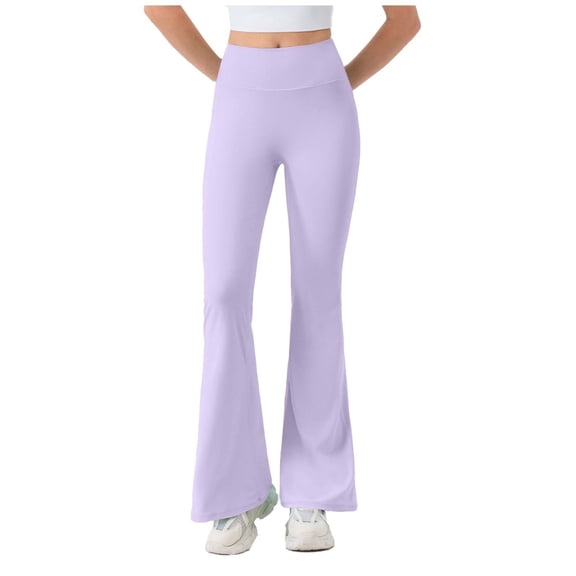 Edvintorg Workout Leggings for Women Solid Color High Waisted Casual Flare Yoga Pants Fashion Womens Trousers