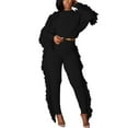 thumbnail image 1 of Edvintorg Workout Sets for Women Women Fashion Casual Clothes Solid Color Two Piece Knitted Long Sleeve Tassel Outfits, 1 of 7