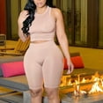 thumbnail image 1 of Edvintorg Workout Sets for Women 2 Piece Women Solid Two Piece Outfits Summer Sleeveless Round Neck Tops Shorts Set Gym Set Women Beige XXL, 1 of 1