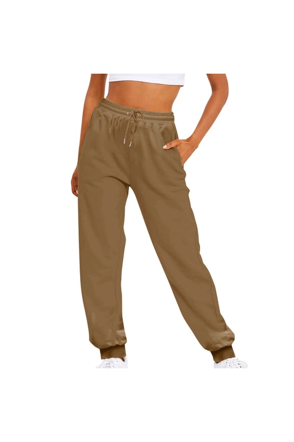Workout Sports Pants for Women Casual Trousers Sweatpants High Waist Drawstring Long Pants with Pockets Women's Pants