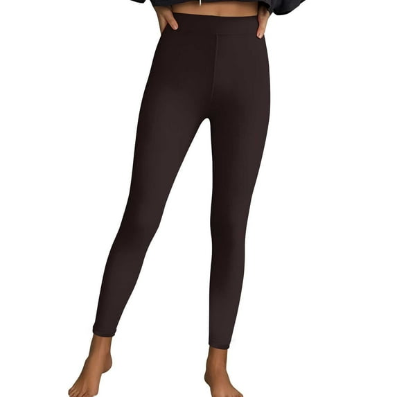 Edvintorg Yoga Pants Women Solid Color Elastic Waist Casual Workout Leggings Stretch Active Pants for Women Plus Size Clothing Rose Gold A XXL