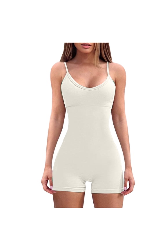 Yoga Romper for Women Summer Women's Tight Fitting Backpack Buttocks Casual Shorts Jumpsuit Strap Pants with Pockets