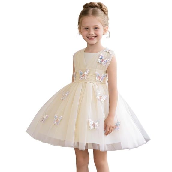 Edvintorg formal Dresses for Girls Party Gown Sleeveless Tulle Dress Summer Knee Length A Line Mini Sundress Size 0-8